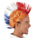 Pruik oranje/rood/wit/blauw 61809