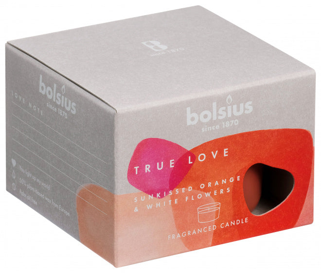 Bolsius True Love Geurkaars Sunkissed Orange and White Flowers 9.2x6.6 cm