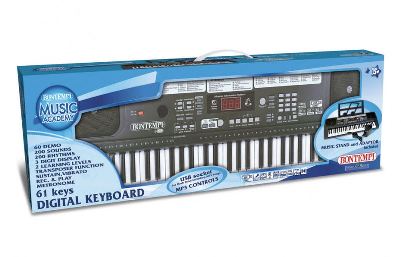 digitaal keyboard 61 toetsen 70 cm zwart