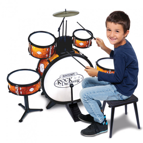 drumset junior 70 x 40 x 80 cm wit/oranje 9-delig