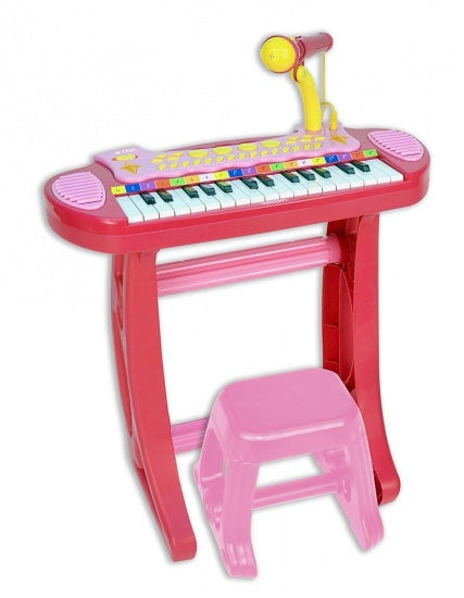 Bontempi Keyboard Staand met Microfoon en Krukje Roze