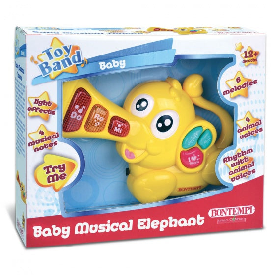 muzikale olifant 18 cm geel