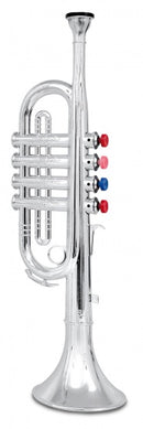 Trompet 4 toetsen Zilver 37 cm