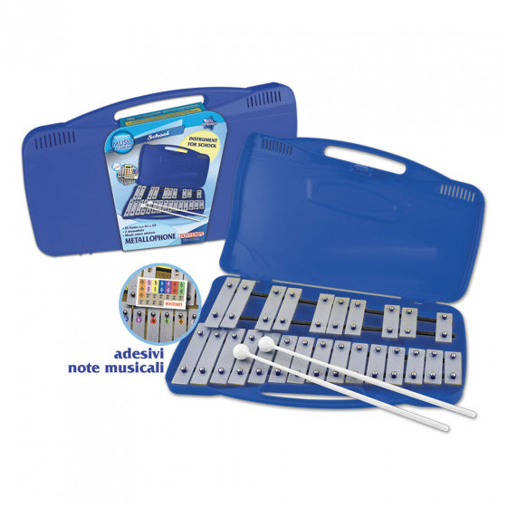 xylofoon junior 39 x 23,5 cm aluminium zilver/blauw
