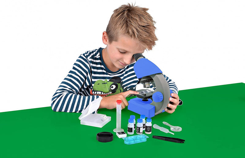microscoop junior 22 cm staal blauw 44-delig