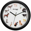 wandklok dierengeluiden junior 25 cm zwart