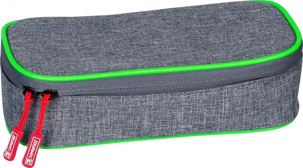pennenetui Stone neon 22 x 11 cm grijs/groen