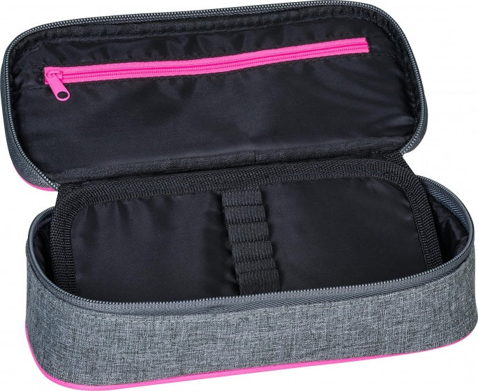 pennenetui Stone neon 22 x 11 cm grijs/roze