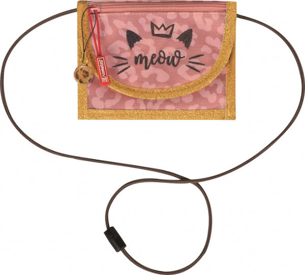 portemonnee Sweet Wild Cat meisjes 13 x 10 cm roze/goud