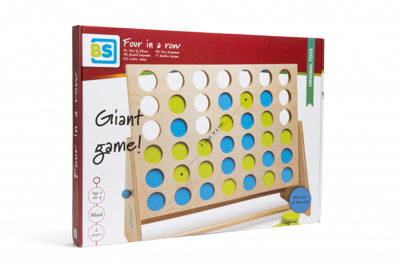 BS Toys Mega Houten Vier Bij Elkaar Spel, 43dlg