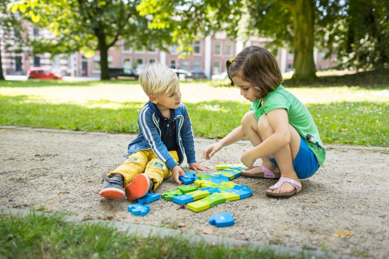 vloerpuzzel Giraffe junior 60 cm groen 26-delig