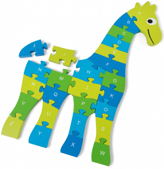 vloerpuzzel Giraffe junior 60 cm groen 26-delig