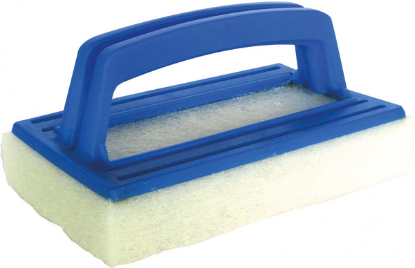 handschuurspons 22 x 7 x 20 cm foam blauw/wit