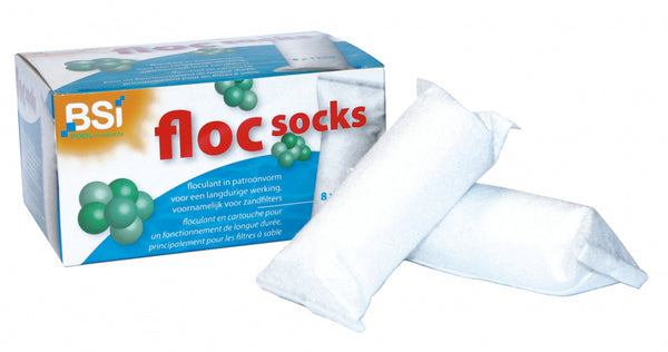 zwembadreiniging Floc socks 125 gram wit 8 stuks