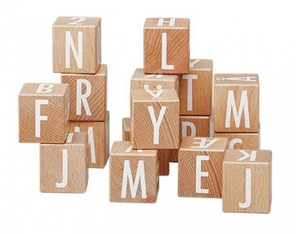 houten blokkenset letters en cijfers 16-delig 4 cm