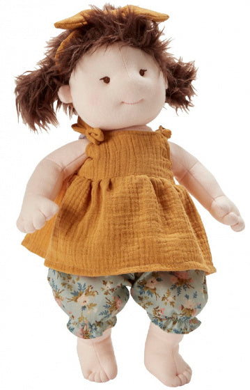 knuffelpop Hannah junior 42 cm polykatoen wit/geel