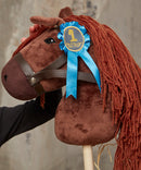 rozet voor stokpaarden 16 cm polyester blauw/roze