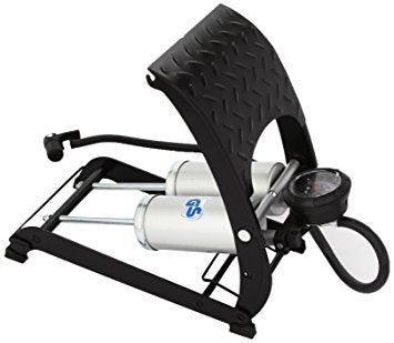 dubbele voetpomp met manometer Deluxe 7 bar staal zwart