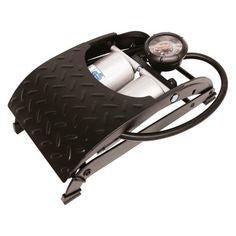 dubbele voetpomp met manometer Deluxe 7 bar staal zwart