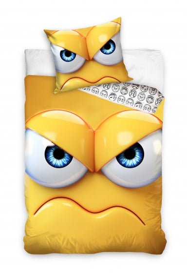 dekbedovertrek emoji geel 140 x 200 cm