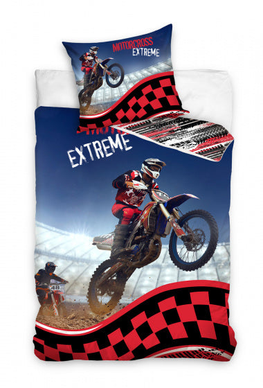 dekbedovertrek Motorcross 140 x 200 cm katoen rood