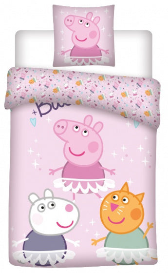 dekbedovertrek Peppa Pig 140 x 200 cm katoen roze