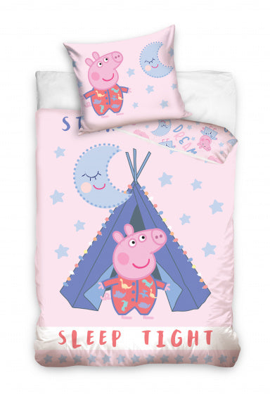 dekbedovertrek Peppa Pig Tent 140 x 200 cm roze/paars