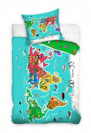 dekbedovertrek Wereldkaart 140 x 200 cm blauw/groen