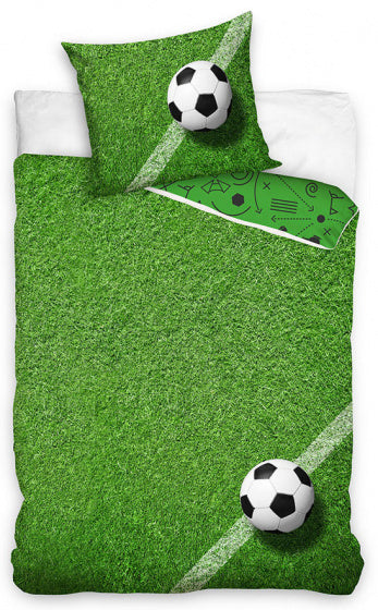 dekbedovertrek Soccer junior 140 x 200 cm katoen groen