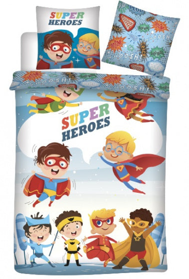 dekbedovertrek Super Heroes 140 x 200 cm blauw