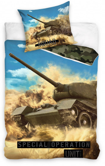 dekbedovertrek Tank 140 x 200 cm katoen groen/blauw