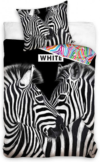 dekbedovertrek Zebra 140 x 200 cm katoen zwart/wit