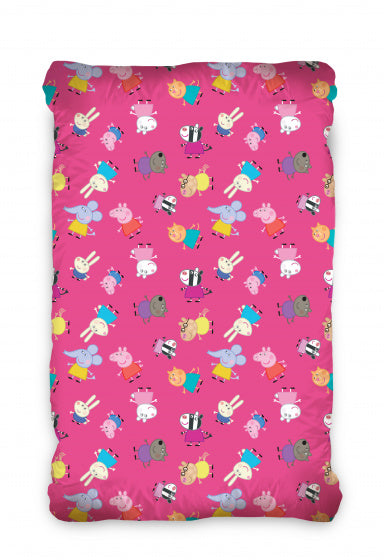 hoeslaken Peppa Pig 90 x 200 cm katoen roze