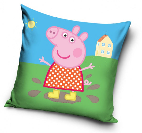 kussen Peppa Pig 40 x 40 cm polyester blauw/groen