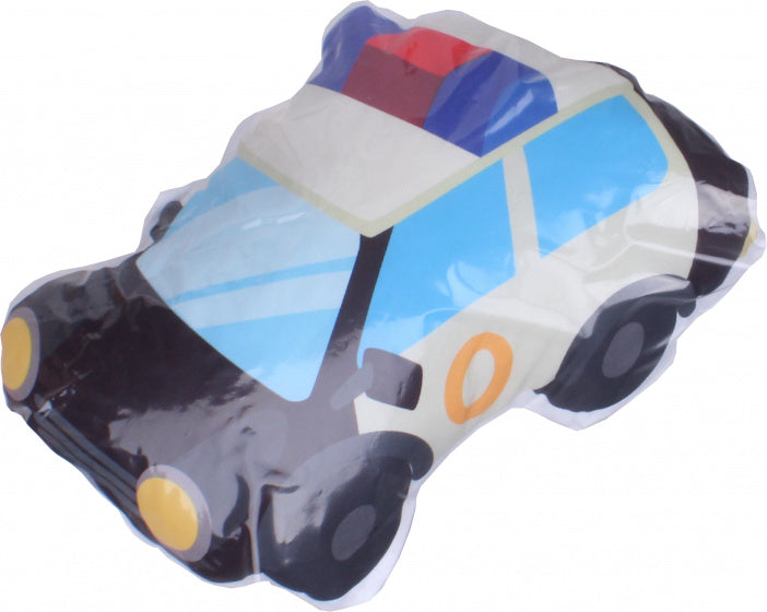 sierkussen Politiewagen 22 x 32 cm polyester wit/zwart