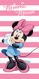 strandlaken Minnie Mouse 70 x 140 cm katoen roze/wit