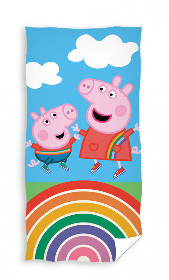 badlaken Peppa Pig Rainbow 70 x 140 cm katoen blauw