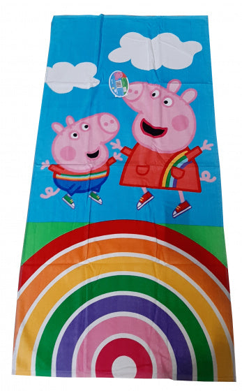 badlaken Peppa Pig Rainbow 70 x 140 cm katoen blauw