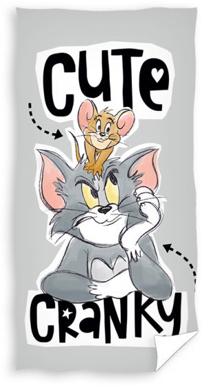 strandlaken Tom & Jerry 70 x 140 cm katoen grijs