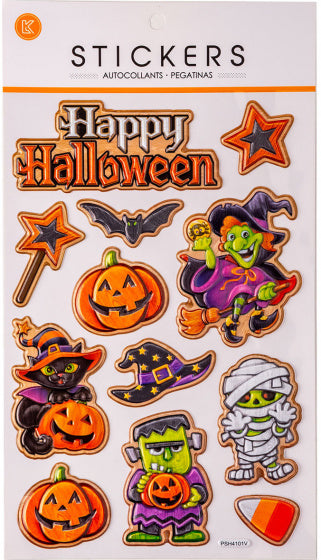 stickervel Happy Halloween 3D papier 12-delig
