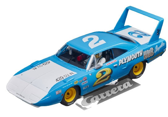 auto Plymouth Superbird "No.2" 14 cm blauw/wit