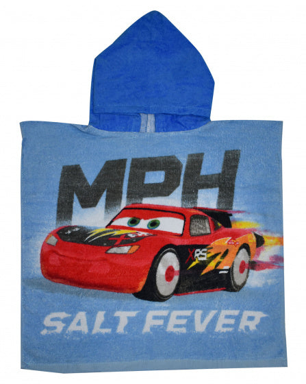 badponcho Cars junior 50 x 100 cm katoen blauw