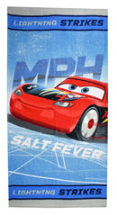 strandlaken Cars junior 70 x 140 cm katoen blauw/zilver
