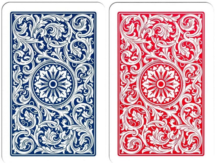 speelkaarten 6,3 x 8,8 cm PVC blauw/rood 111-delig