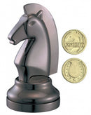 schaakpuzzel Chess Knight 7,6 cm staal zwart
