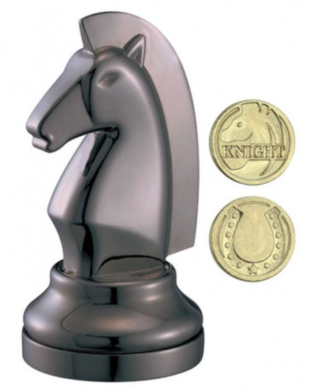 schaakpuzzel Chess Knight 7,6 cm staal zwart