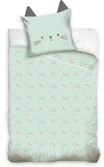 dekbedovertrek kat junior 140 x 200 cm katoen groen