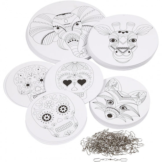 knutselset Mobiel dieren 12-15-18 cm karton wit 60 stuks