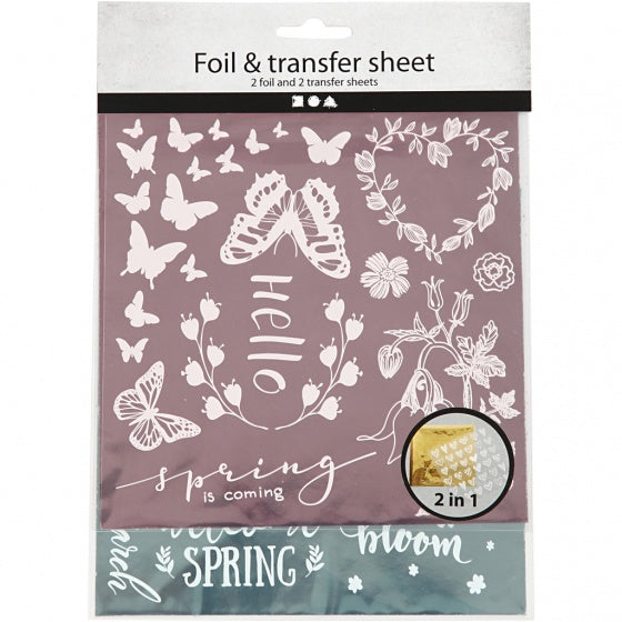 decoratiefolie en transfervel lichtblauw/roze voorjaar 15x15 cm