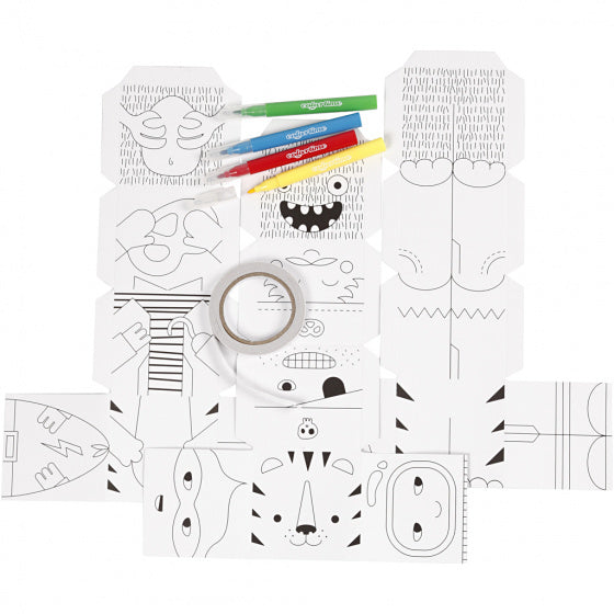 mini-knutselset Monsters junior karton wit 3-delig